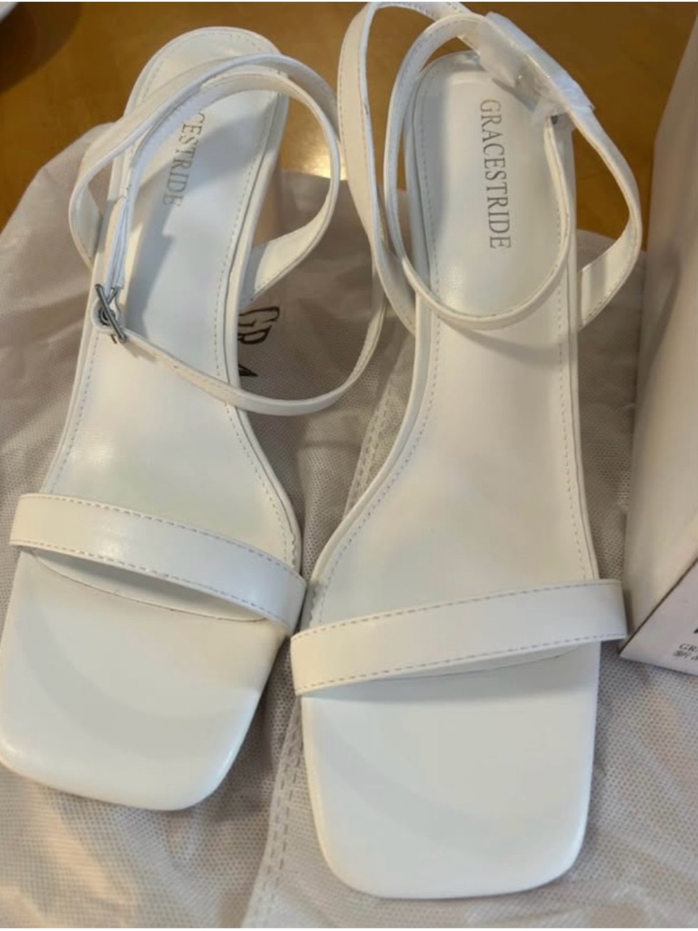 White Strappy Square-Toe Sandals